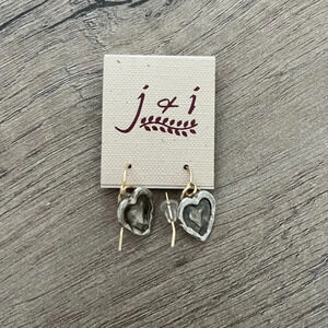 J&I Sterling Silver Heart Earrings NEW